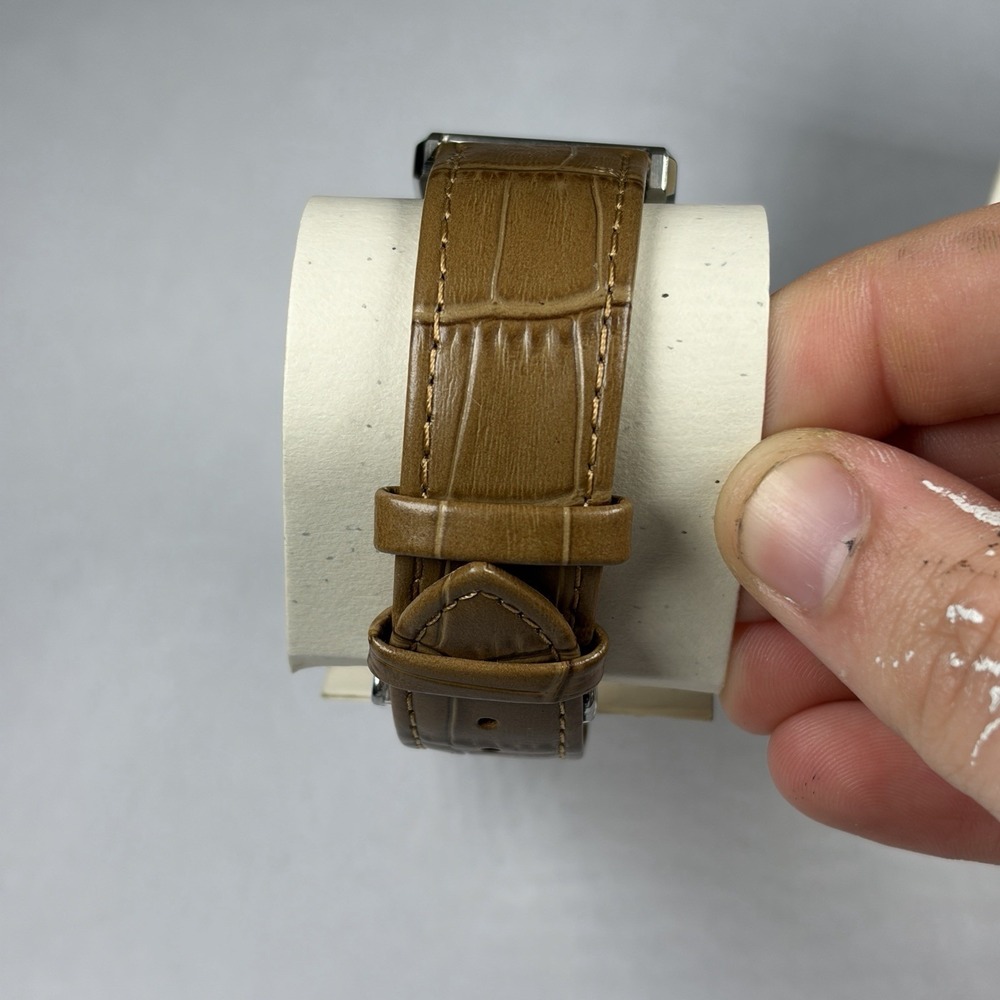 BREDA Virgil 1736j Rectangle Green Dial Brown Croc Leather Band Watch - Picture 3 of 8